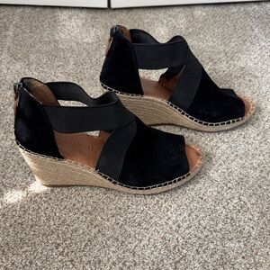 Gentle Souls Stylish Black Espadrille Sandals